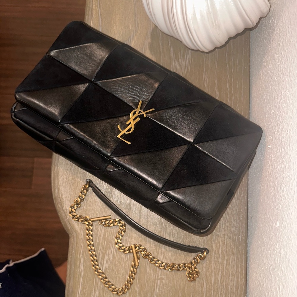 RARE🌹Saint Laurent Jamie bag suede leather YSL purse rive gauche patchwork bag - Picture 5 of 16